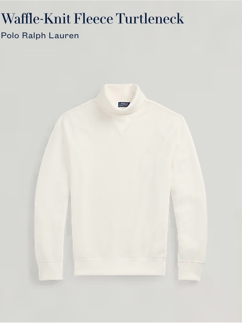 Ralph Lauren Cream Waffle-Knit Fleece Turtleneck Sweater